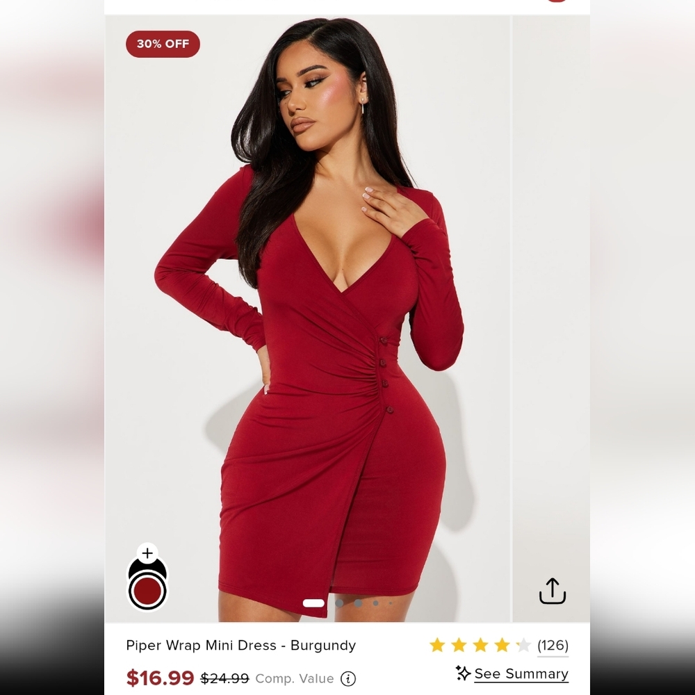 Piper Deep Red Wrap Mini Dress
